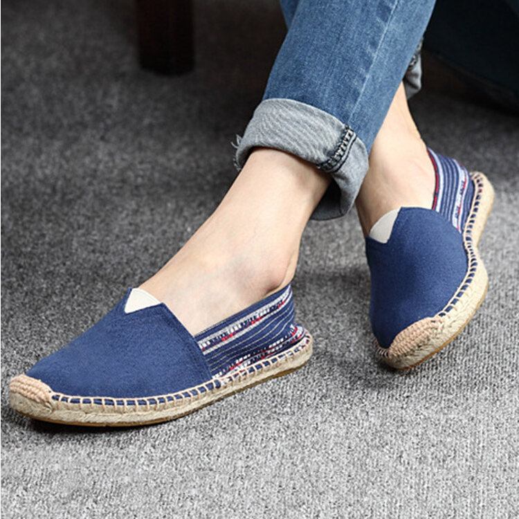 Damer Large Størrelse Etnisk Stil Linned Slip-on Espadrille Fiskersko