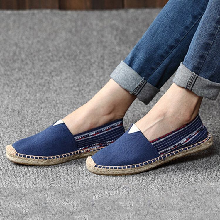 Damer Large Størrelse Etnisk Stil Linned Slip-on Espadrille Fiskersko