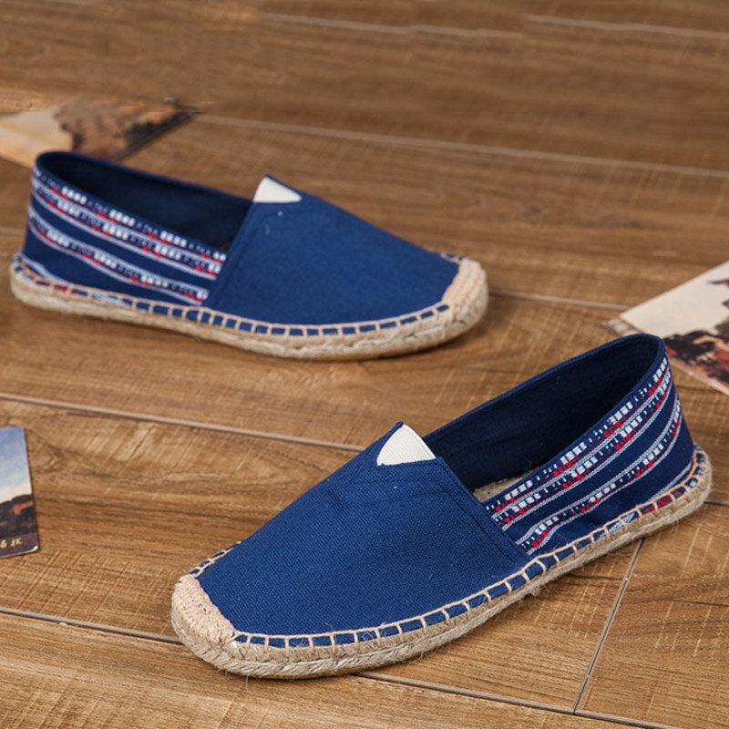 Damer Large Størrelse Etnisk Stil Linned Slip-on Espadrille Fiskersko