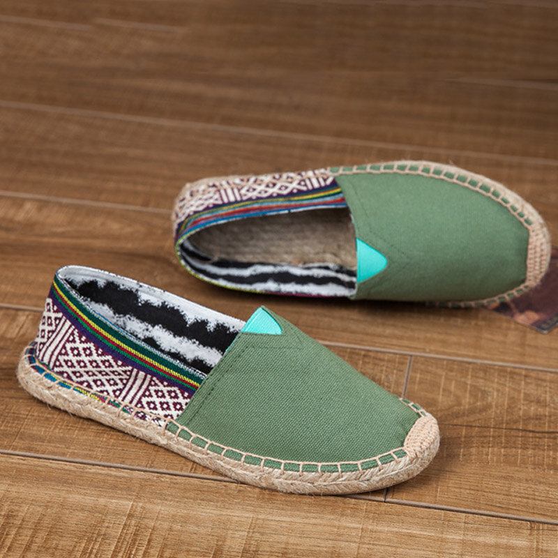 Damer Large Størrelse Etnisk Stil Linned Slip-on Espadrille Fiskersko