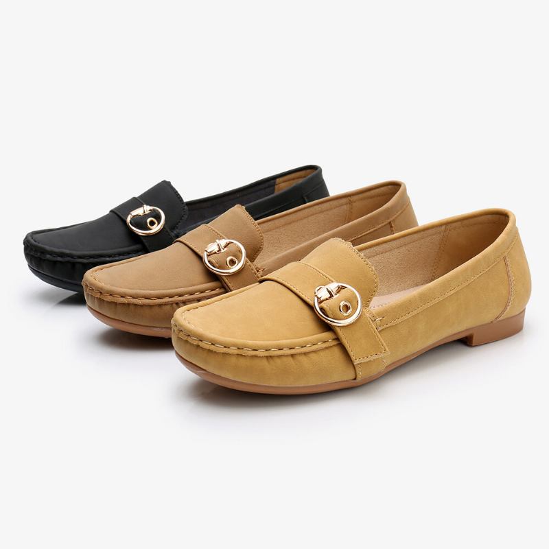 Kvinder Blød Sål Metalspænde Slip On Casual Daily Flats