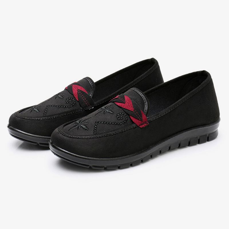 Kvinder Blomster Broderi Shallow Bærbare Slip-on Loafers