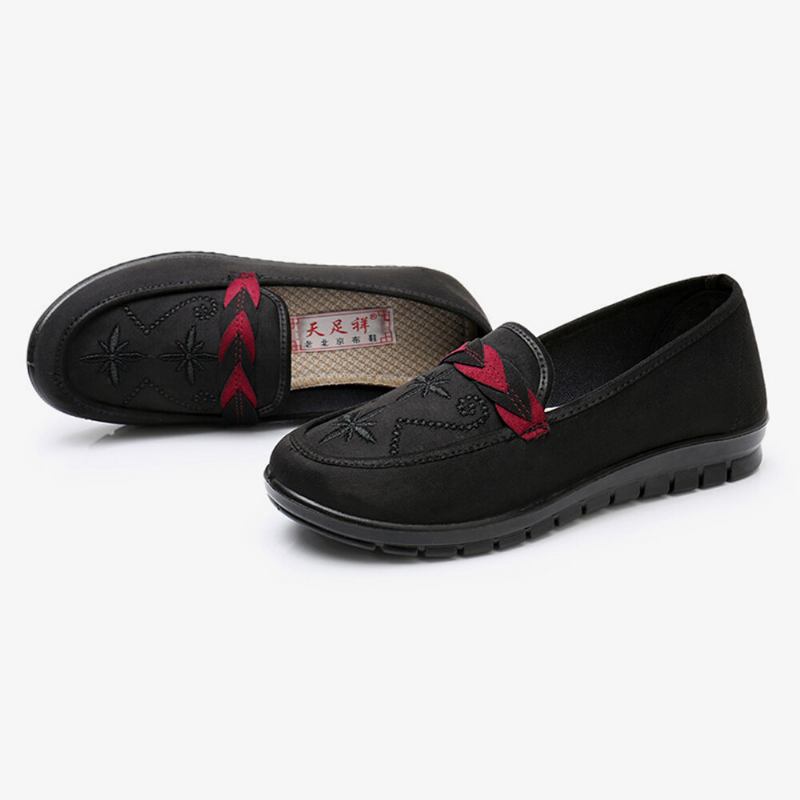 Kvinder Blomster Broderi Shallow Bærbare Slip-on Loafers