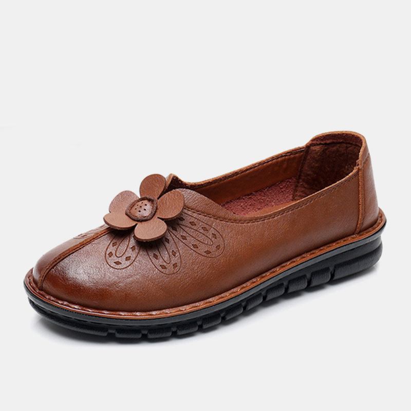 Kvinder Brief Vintage Blomstermønster Rund Tå Blød Sål Comfy Flats