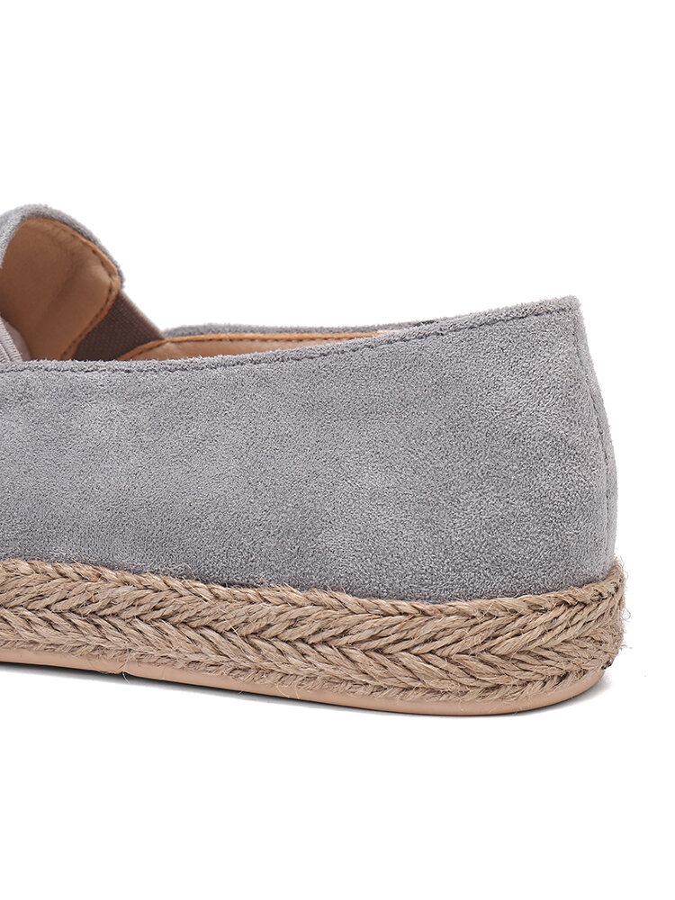 Kvinder Casual Ruskind Rund Toe Star Broderede Espadrilles Fiskersko Flats Loafers