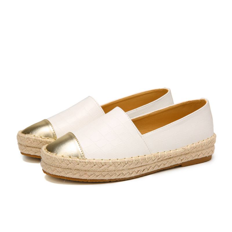 Kvinder Casual Splejsning Slip On Espadrille Loafers Flats Fiskersko Sko