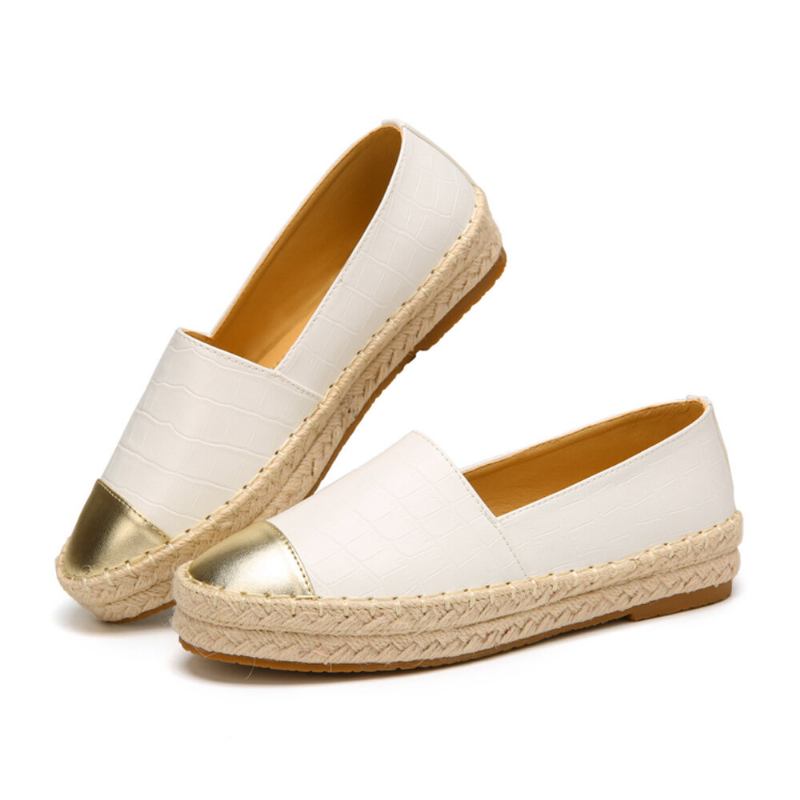 Kvinder Casual Splejsning Slip On Espadrille Loafers Flats Fiskersko Sko