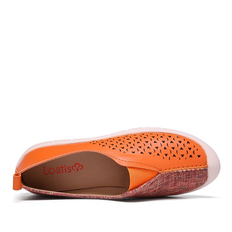 Kvinder Colorblock Comfy Hollow Åndbare Casual Flats