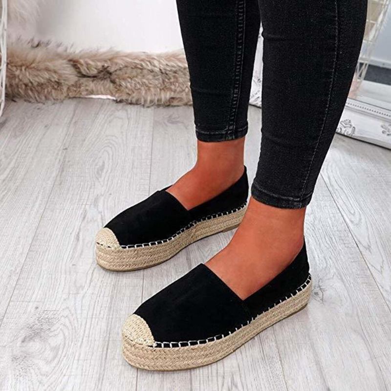 Kvinder Comfy Wearable Casual Espadrille Slip On Platform Flats