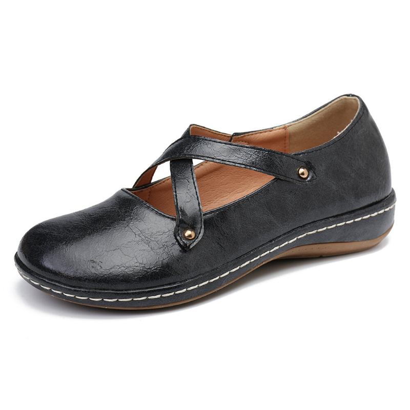 Kvinder Cross Strap Ensfarvet Casual Comfy Flats