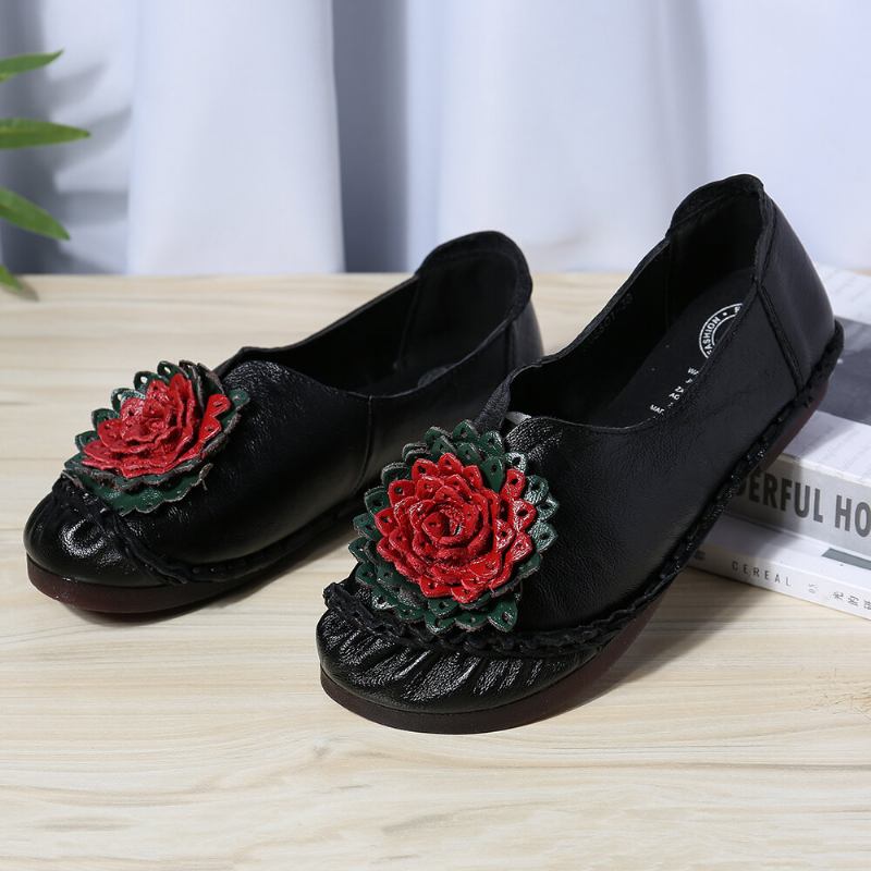 Kvinder Folkways Stricing Blomster Behagelig Blød Sål Casual Flade Loafers