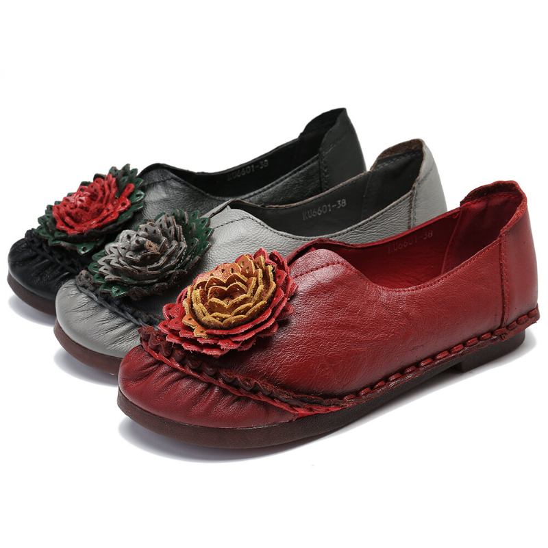 Kvinder Folkways Stricing Blomster Behagelig Blød Sål Casual Flade Loafers