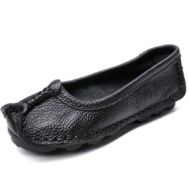 Kvinder Folkways Stricing Comfy Åndbar Casual Læder Loafers