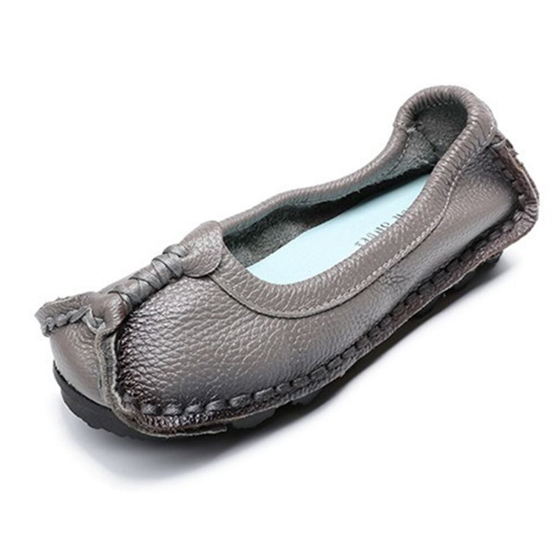 Kvinder Folkways Stricing Comfy Åndbar Casual Læder Loafers