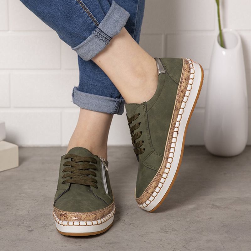 Kvinder Folkways Udskrivning Behagelige Skridsikre Casual Chunky Flats Sko