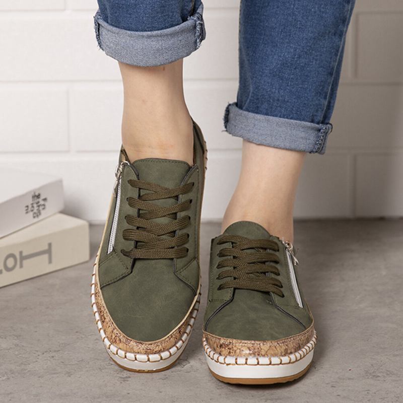 Kvinder Folkways Udskrivning Behagelige Skridsikre Casual Chunky Flats Sko