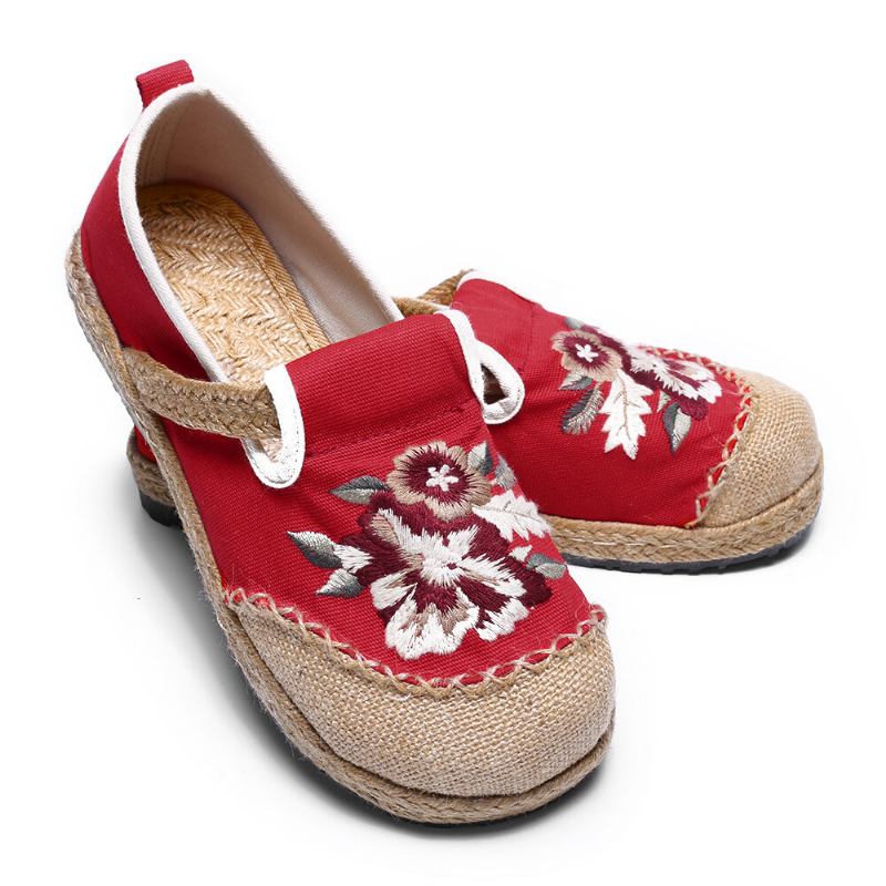 Kvinder Gamle Peking Blomster Broderi Casual Espadrille Loafers