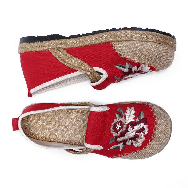 Kvinder Gamle Peking Blomster Broderi Casual Espadrille Loafers