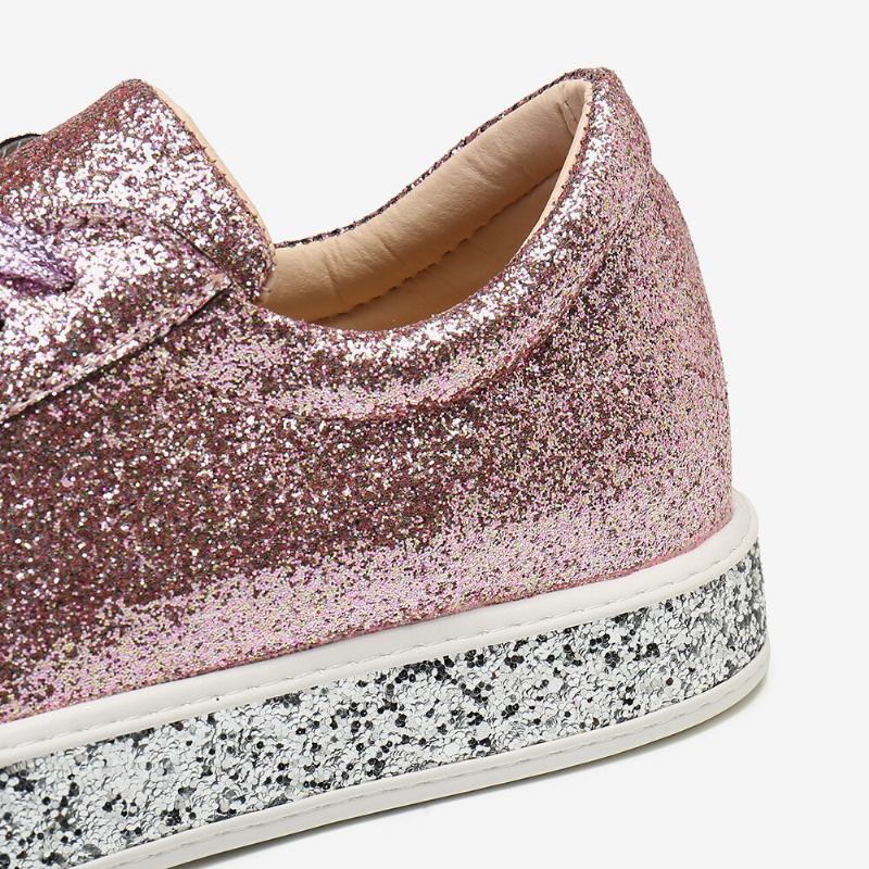 Kvinder Glitter Pailletter Fashion Snørefest Fest Casual Platform Sko Flats