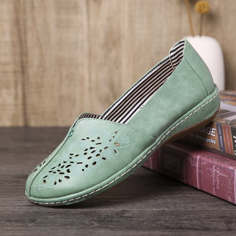 Kvinder Håndstrik Hul Comfy Retro Casual Slip On Flats