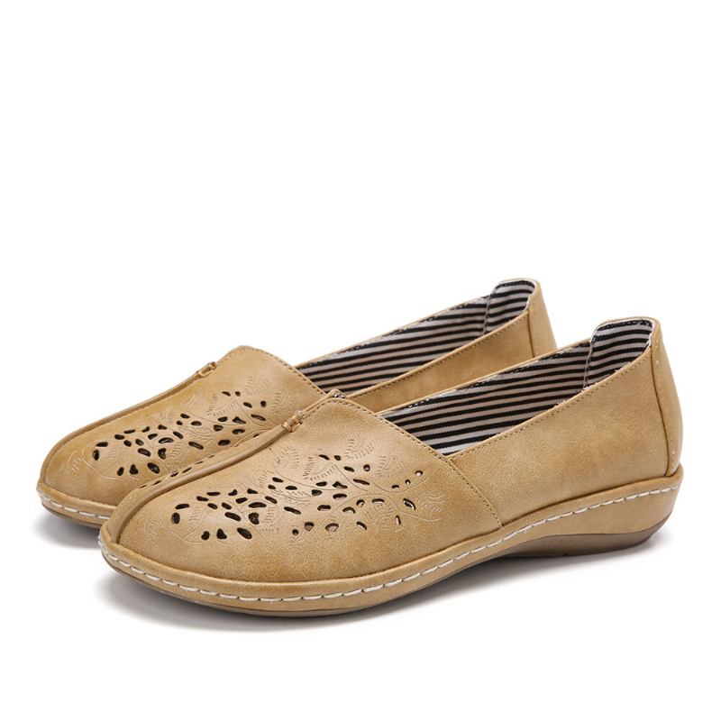 Kvinder Håndstrik Hul Comfy Retro Casual Slip On Flats