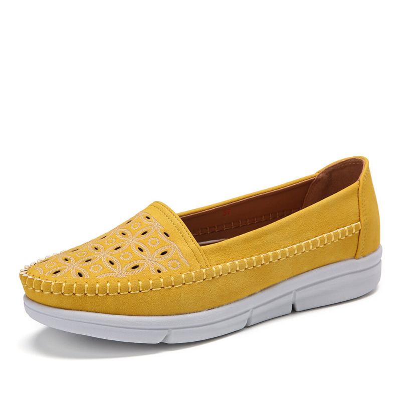 Kvinder Hollow Comfy Massage Blød Sål Casual Slip On Falts