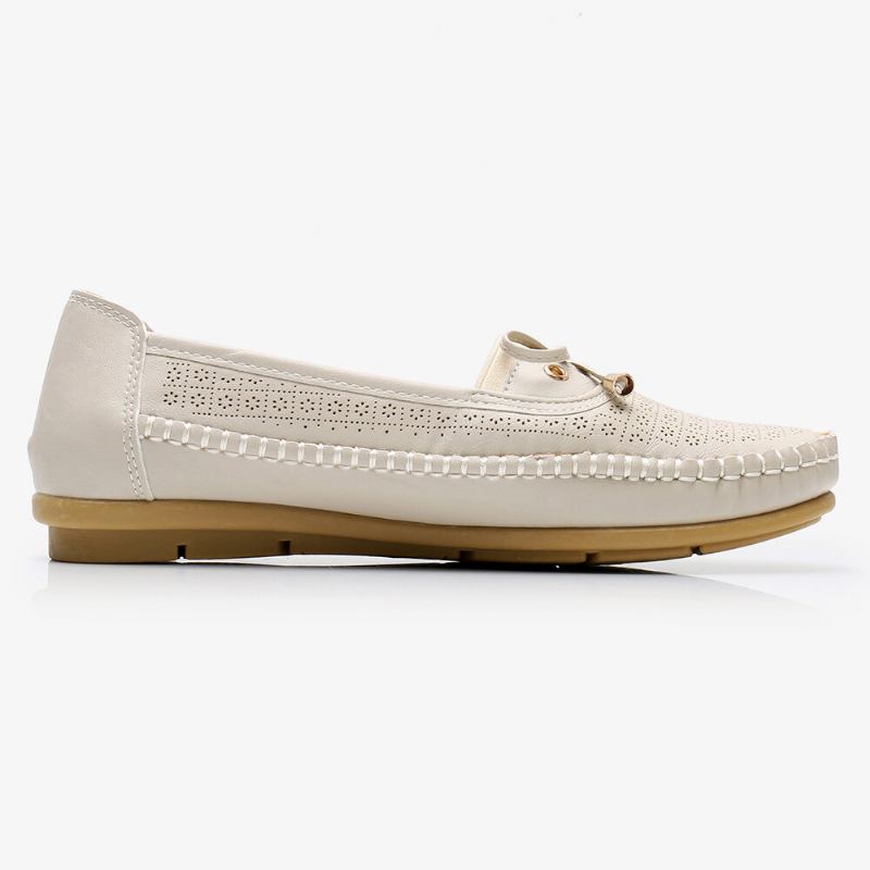 Kvinder Hollow Out Bue Knot Blød Sål Slip On Casual Flats