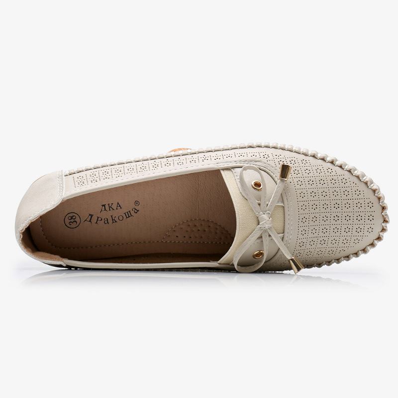 Kvinder Hollow Out Bue Knot Blød Sål Slip On Casual Flats