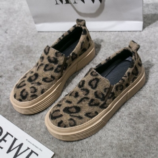 Kvinder Large Size Leopard Ruskind Skridsikker Comfy Casual Flats