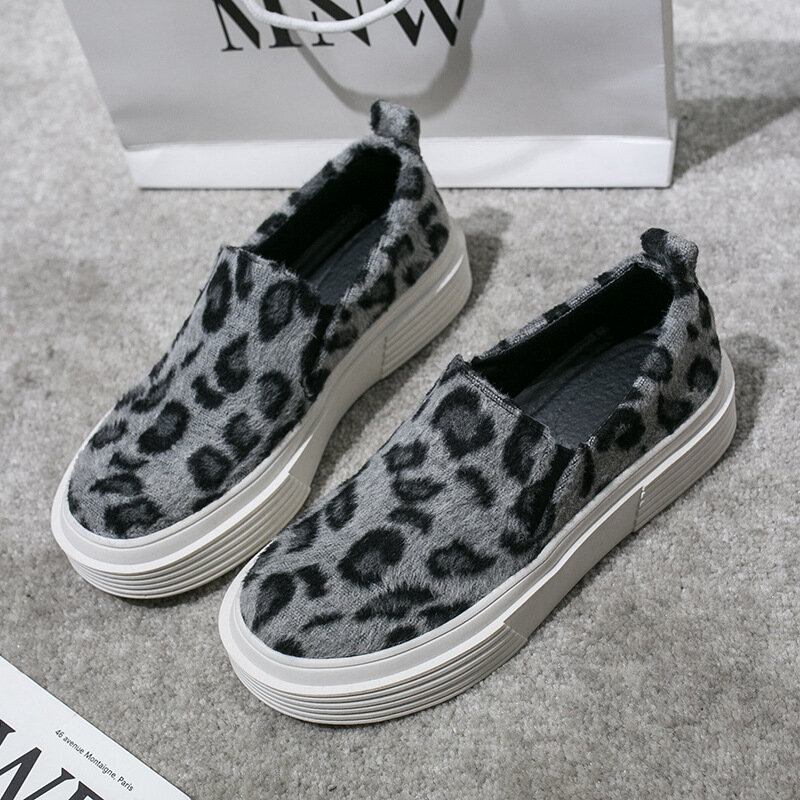 Kvinder Large Size Leopard Ruskind Skridsikker Comfy Casual Flats