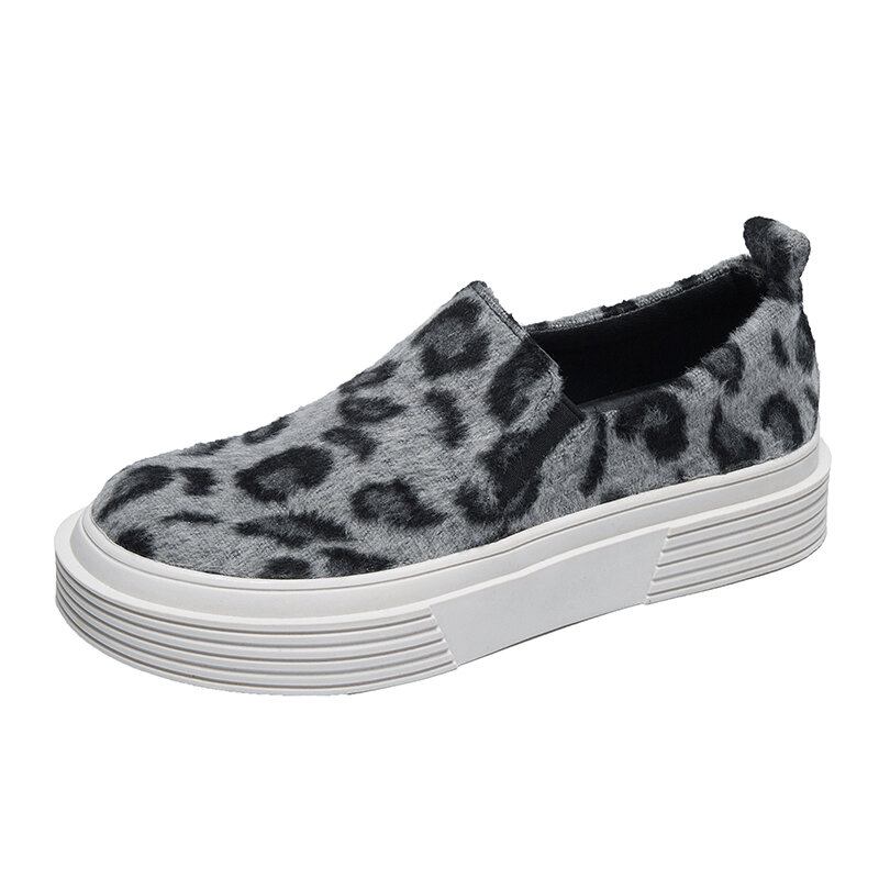 Kvinder Large Size Leopard Ruskind Skridsikker Comfy Casual Flats