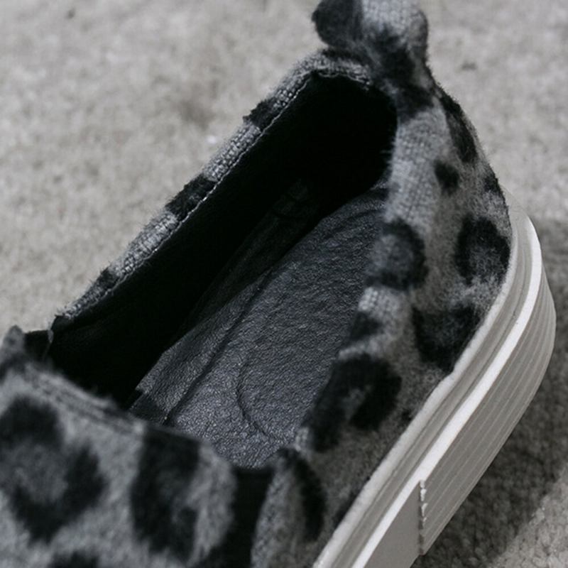 Kvinder Large Size Leopard Ruskind Skridsikker Comfy Casual Flats