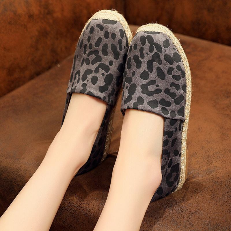 Kvinder Leopardtryk Behagelig Letvægts Casual Slip On Espadrille Flats