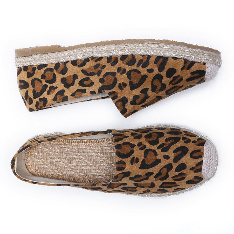 Kvinder Leopardtryk Behagelig Letvægts Casual Slip On Espadrille Flats