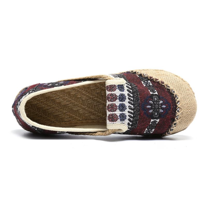 Kvinder Linned Stråmønster Casual Slip On Espadrille Flade Loafers