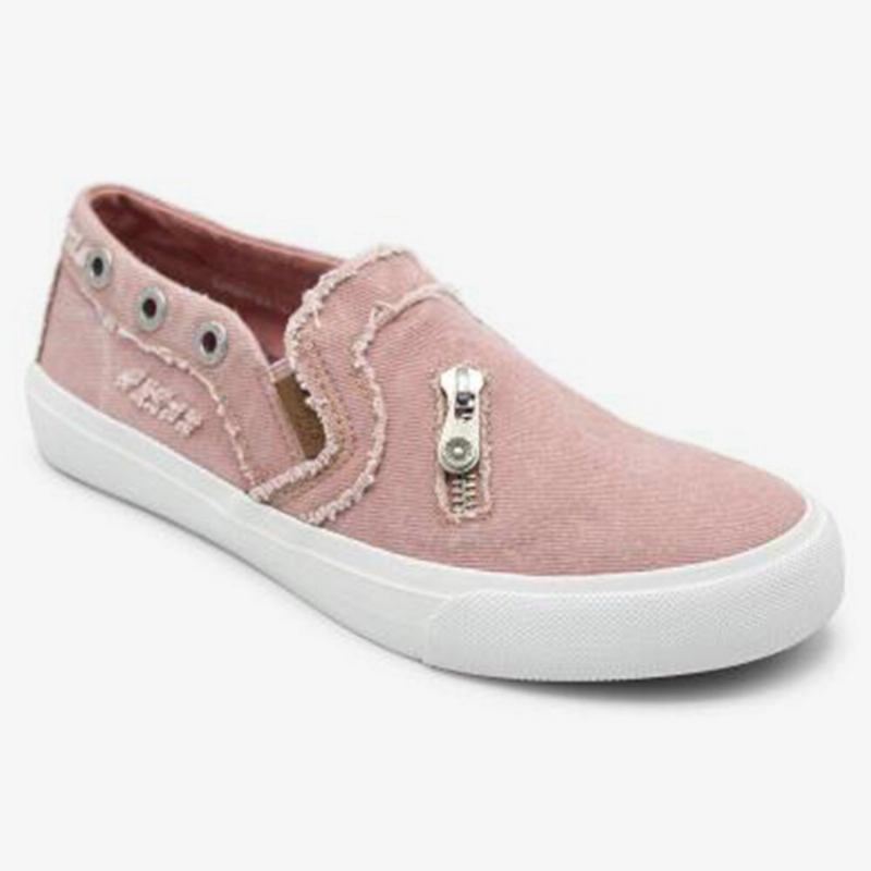 Kvinder Lynlås Dekoration Elastikbånd Slip On Canvas Casual Flats