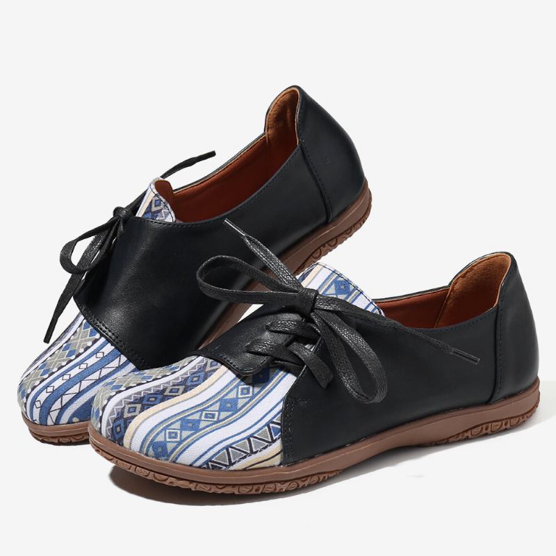 Kvinder Mønster Splejsning Decor Skridsikre Comfy Flade Loafers