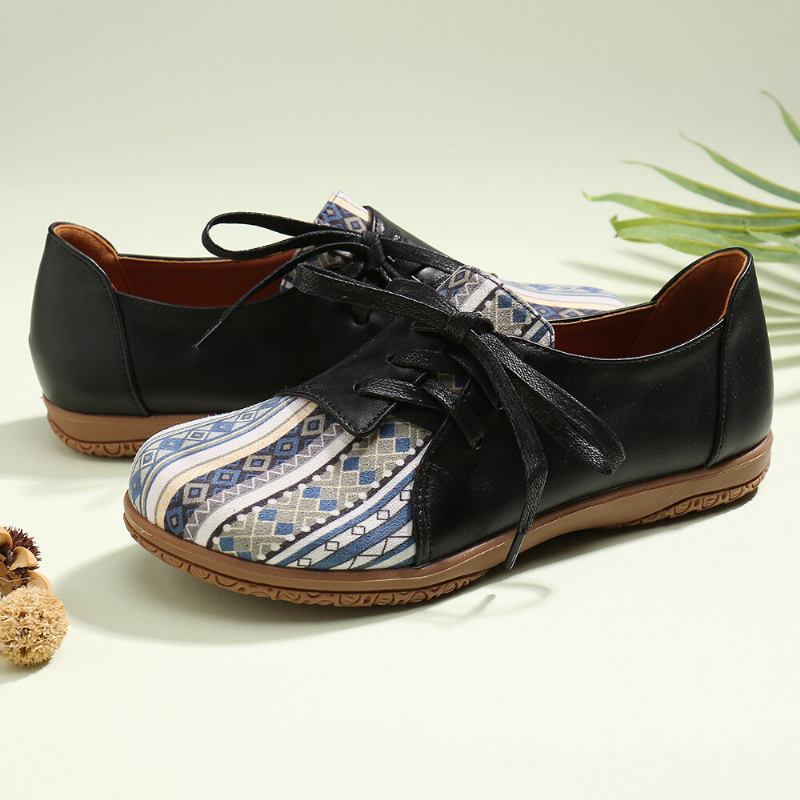 Kvinder Mønster Splejsning Decor Skridsikre Comfy Flade Loafers