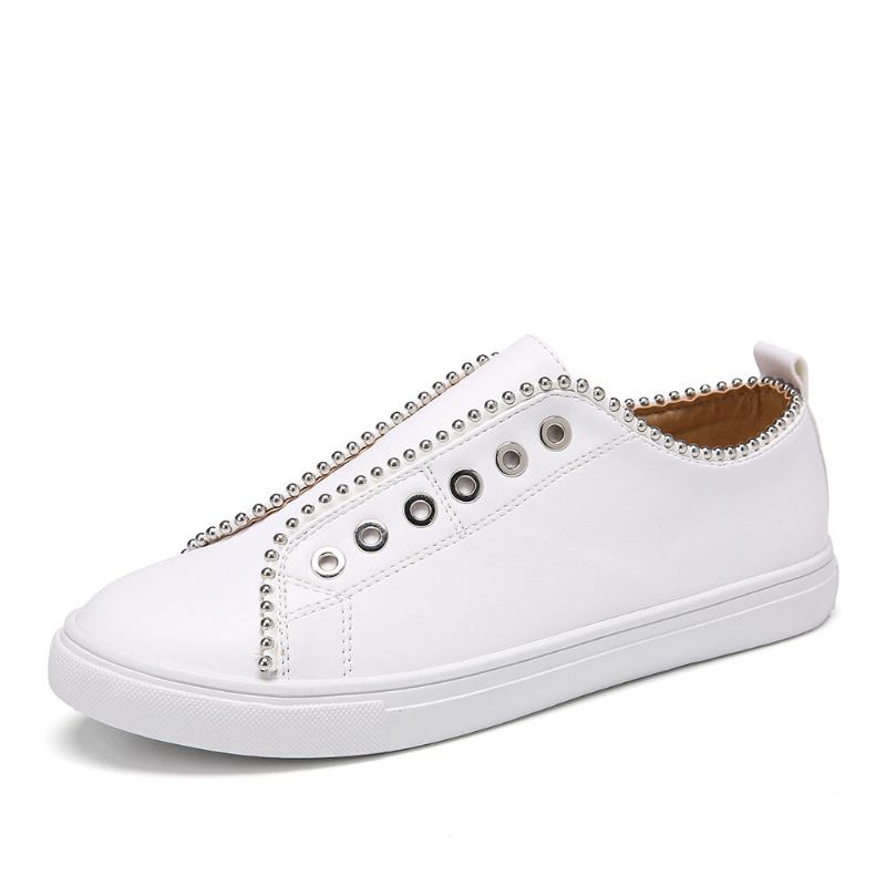 Kvinder Soild Color Studded Slip On Comfy Flats