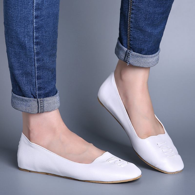 Kvinder Square Toe Comfy Letvægts Slip On Loafers