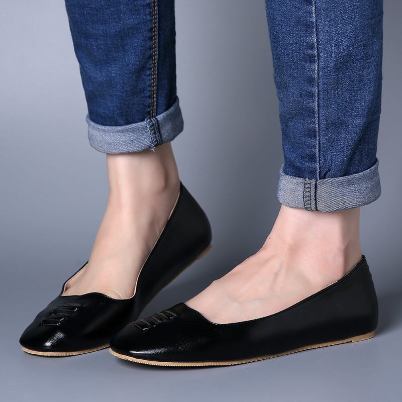 Kvinder Square Toe Comfy Letvægts Slip On Loafers