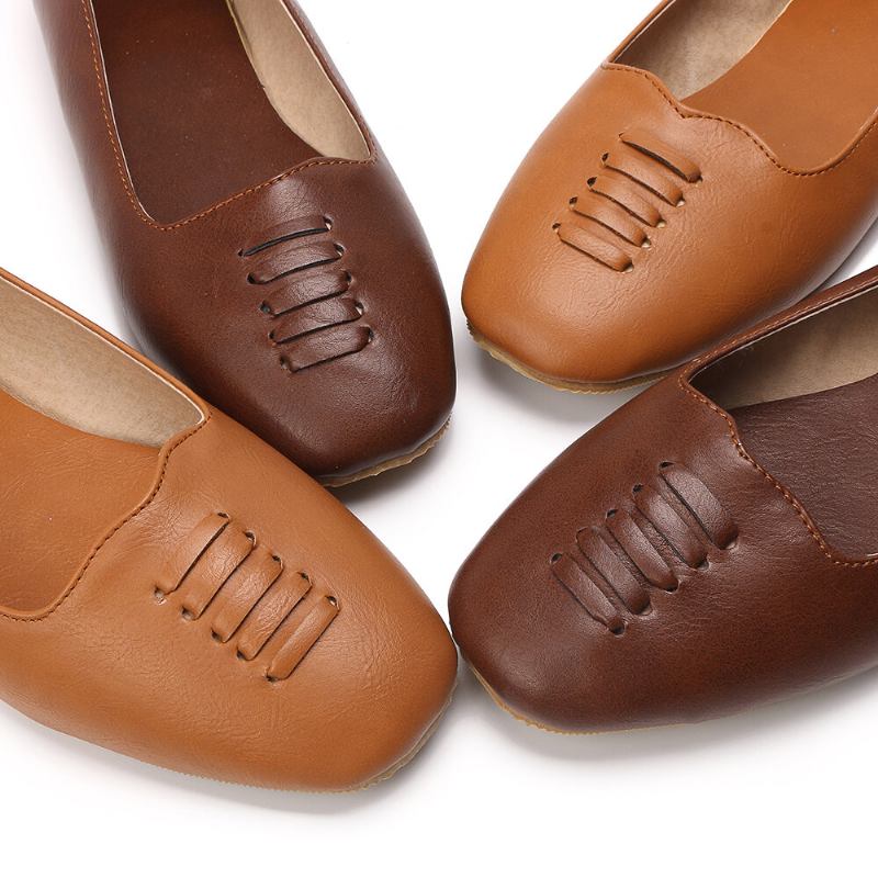 Kvinder Square Toe Comfy Letvægts Slip On Loafers