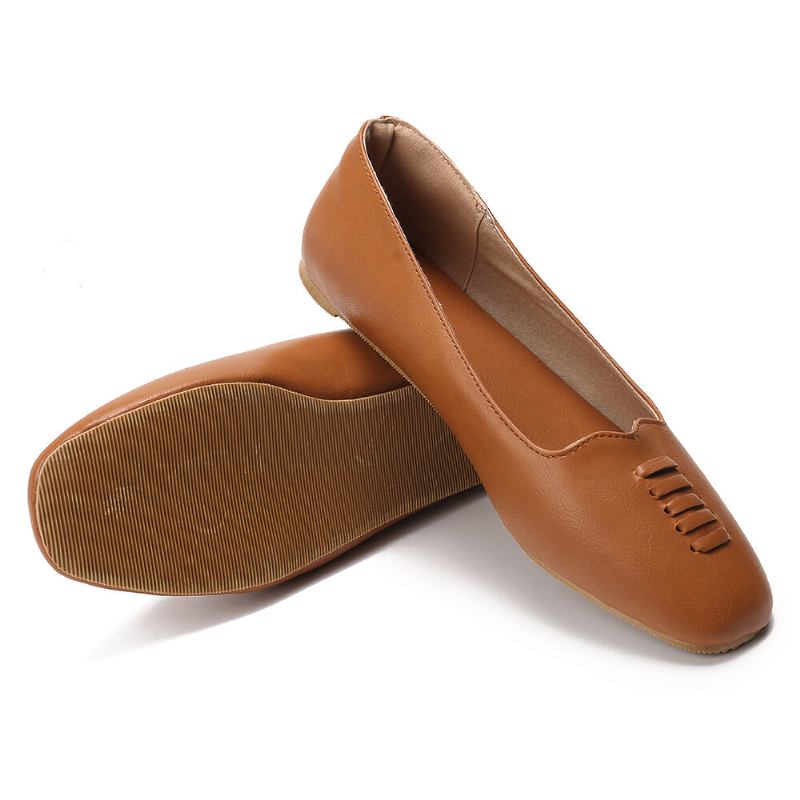 Kvinder Square Toe Comfy Letvægts Slip On Loafers