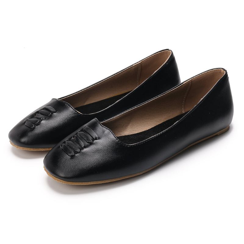 Kvinder Square Toe Comfy Letvægts Slip On Loafers