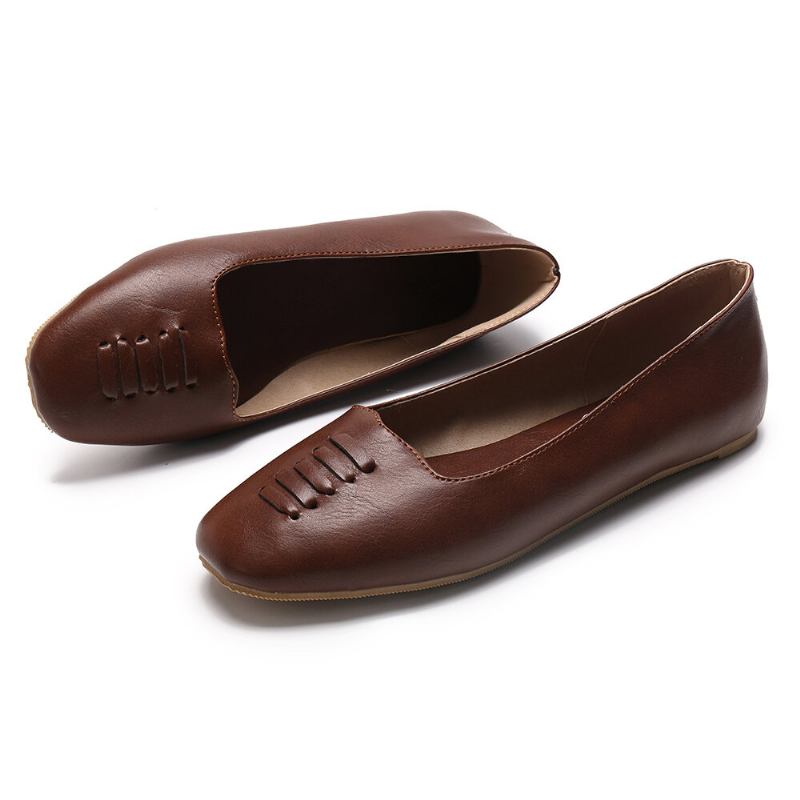 Kvinder Square Toe Comfy Letvægts Slip On Loafers