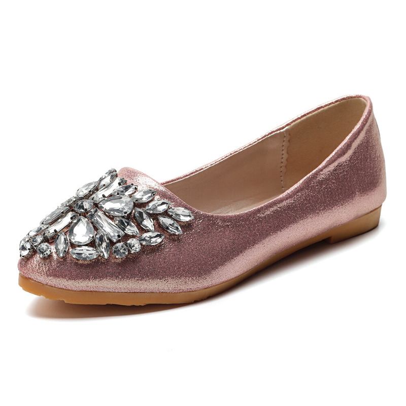 Kvinder Sweet Rhinestone Damer Letvægts Rhinestone Dressy Flats