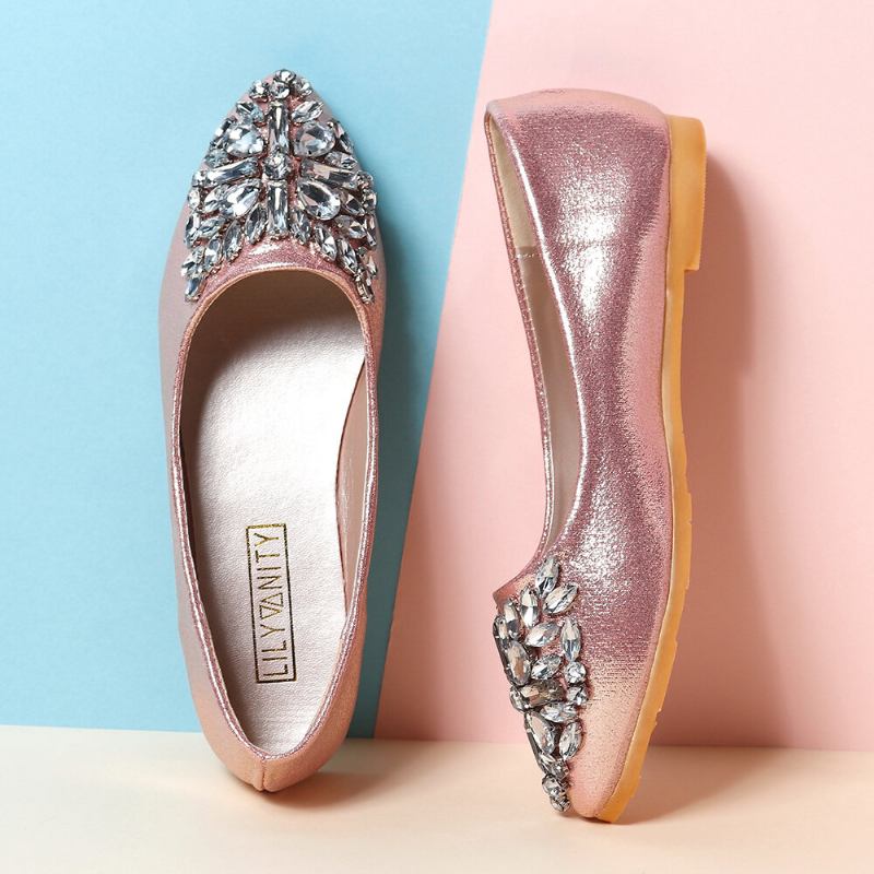 Kvinder Sweet Rhinestone Damer Letvægts Rhinestone Dressy Flats