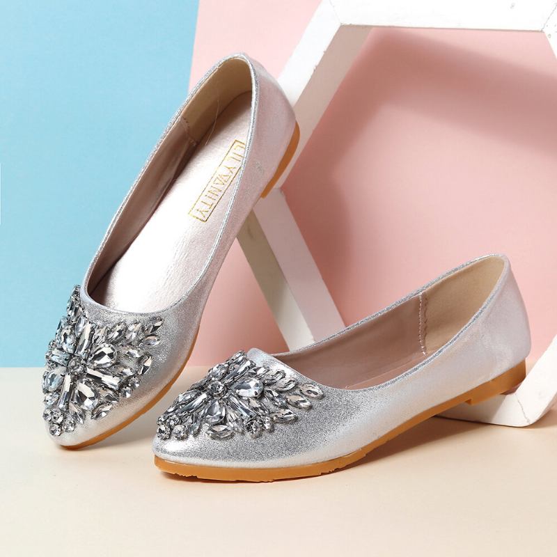 Kvinder Sweet Rhinestone Damer Letvægts Rhinestone Dressy Flats