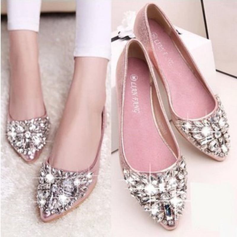 Kvinder Sweet Rhinestone Damer Letvægts Rhinestone Dressy Flats