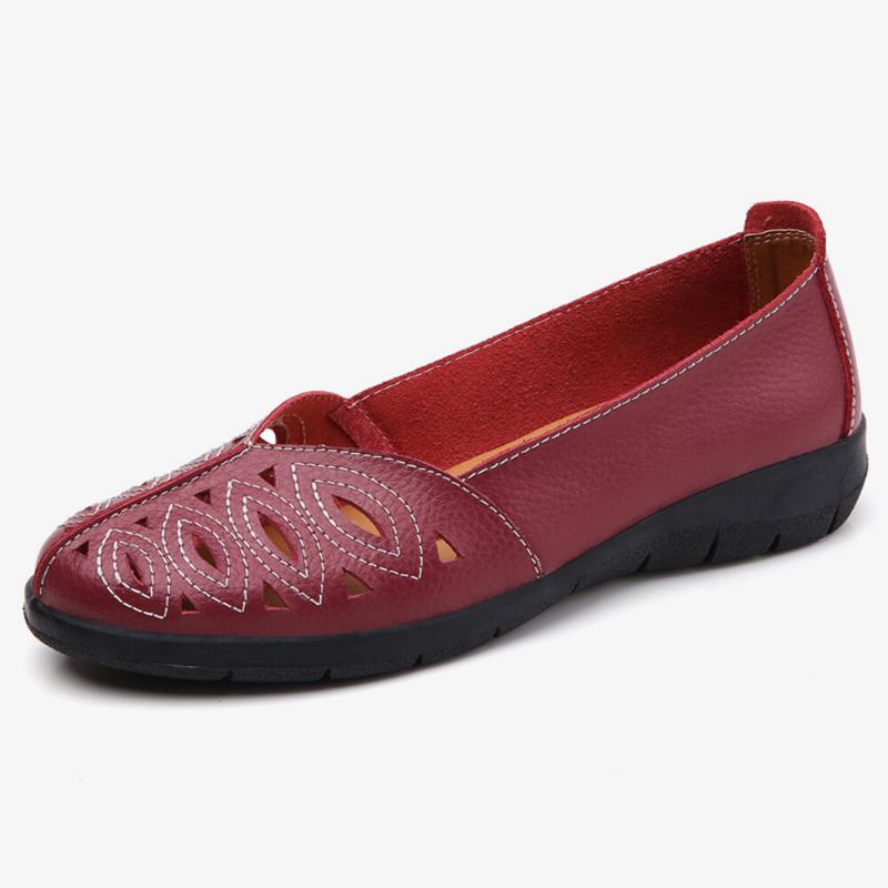 Kvinder Syning Blomster Hule Skridsikre Casual Slip On Loafers